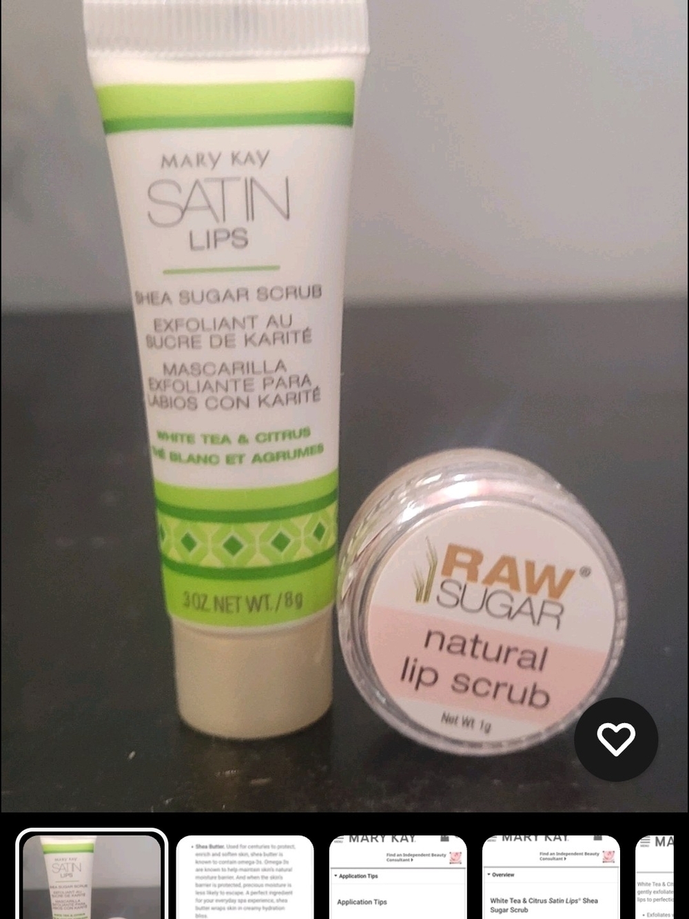 Mary Kay Satin Lips Shea Sugar Scrub - White Tea & Citrus (green & white)